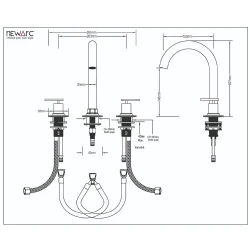 Newarc Newart Siyah 3 Delikli Lavabo Bataryası - 150561B Hemen Al