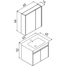 Orka Arno 65 Cm Parlak Beyaz Banyo Dolabı Takımı - 5008777 Hemen Al