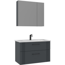 Orka Bari 85 Cm Mat Antrasit Banyo Dolabı Takımı - 5006591