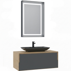 Orka Craft 100 Cm Meşe-Antrasit Banyo Dolabı Takımı - 5000144