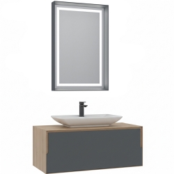 Orka Craft 100 Cm Meşe-Antrasit Banyo Dolabı Takımı - 5003431