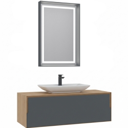 Orka Craft 120 Cm Meşe-Antrasit Banyo Dolabı Takımı - 5003433