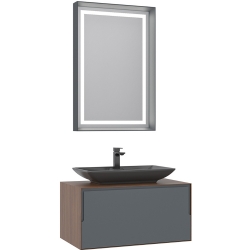 Orka Craft 80 Cm Ceviz-Antrasit Banyo Dolabı Takımı - 5003986