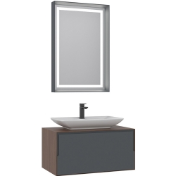 Orka Craft 80 Cm Ceviz-Antrasit Banyo Dolabı Takımı - 5003988