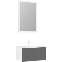 Orka Cube 80 Cm Mat Gri Banyo Dolabı Takımı