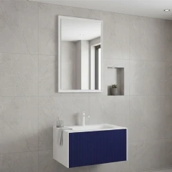 Orka Cube 80 Cm Mat Lacivert Banyo Dolabı Takımı Hemen Al