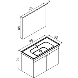 Orka Desna 90 Cm Mat Beyaz Banyo Dolabı Takımı - 5008552 Hemen Al