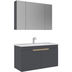 Orka Lena 100 Cm Mat Antrasit Banyo Dolabı Takımı - 5008028