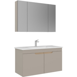 Orka Lena 100 Cm Mat Bej Banyo Dolabı Takımı - 5008006