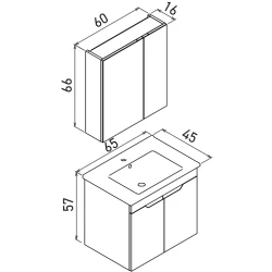 Orka Lena 65 Cm Mat Beyaz Banyo Dolabı Takımı - 5008804 Hemen Al