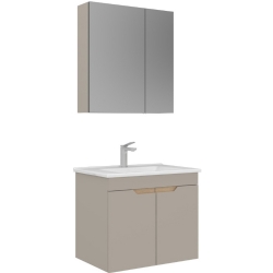 Orka Lena 65 Cm Mat Bej Banyo Dolabı Takımı - 5008000