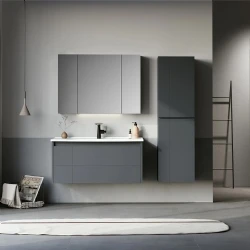 Orka Likya 100 Cm Mat Antrasit Banyo Dolabı Takımı Hemen Al