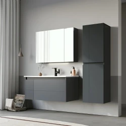 Orka Likya 100 Cm Mat Antrasit Banyo Dolabı Takımı Hemen Al