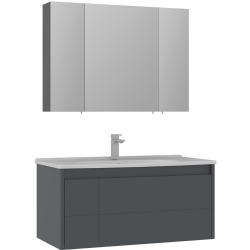 Orka Likya 100 Cm Mat Antrasit Banyo Dolabı Takımı