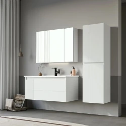 Orka Likya 100 Cm Mat Beyaz Banyo Dolabı Takımı Hemen Al