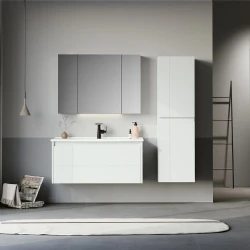 Orka Likya 100 Cm Mat Beyaz Banyo Dolabı Takımı Hemen Al