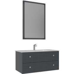 Orka Lipari 100 Cm Mat Antrasit Banyo Dolabı Takımı (Krom Kulp) - 5007322