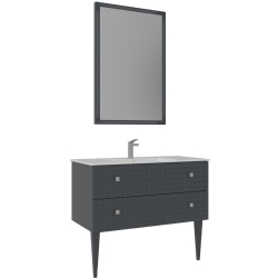 Orka Lipari 100 Cm Mat Antrasit Banyo Dolabı Takımı (Krom Kulp) - 5007347