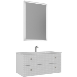 Orka Lipari 100 Cm Mat Beyaz Banyo Dolabı Takımı (Krom Kulp) - 5007320