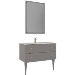 Orka Lipari 100 Cm Mat Vizon Banyo Dolabı Takımı (Altın Kulp) - 5007343