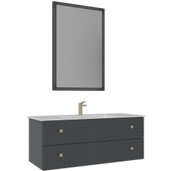 Orka Lipari 120 Cm Mat Antrasit Banyo Dolabı Takımı (Altın Kulp) - 5007310