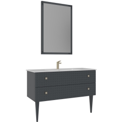 Orka Lipari 120 Cm Mat Antrasit Banyo Dolabı Takımı (Altın Kulp) - 5007350