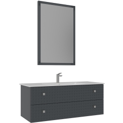 Orka Lipari 120 Cm Mat Antrasit Banyo Dolabı Takımı (Krom Kulp) - 5007328