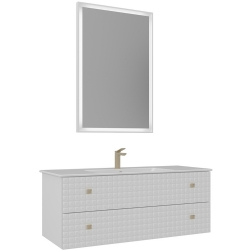 Orka Lipari 120 Cm Mat Beyaz Banyo Dolabı Takımı (Altın Kulp) - 5007308