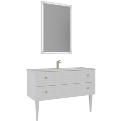 Orka Lipari 120 Cm Mat Beyaz Banyo Dolabı Takımı (Altın Kulp) - 5007348