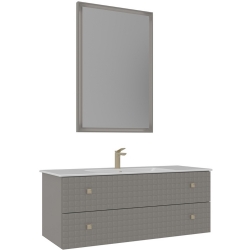 Orka Lipari 120 Cm Mat Vizon Banyo Dolabı Takımı (Altın Kulp) - 5007309