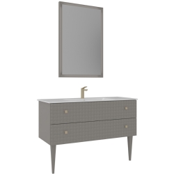 Orka Lipari 120 Cm Mat Vizon Banyo Dolabı Takımı (Altın Kulp) - 5007349