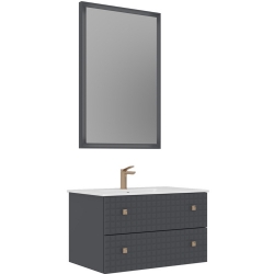 Orka Lipari 80 Cm Mat Antrasit Banyo Dolabı Takımı (Altın Kulp) - 5008980