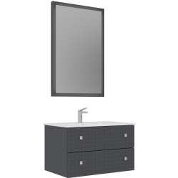 Orka Lipari 80 Cm Mat Antrasit Banyo Dolabı Takımı (Krom Kulp) - 5008986