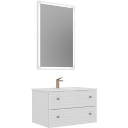 Orka Lipari 80 Cm Mat Beyaz Banyo Dolabı Takımı (Altın Kulp) - 5008978