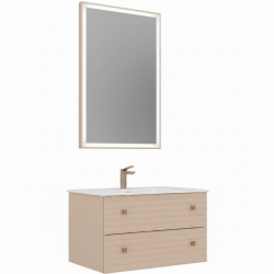 Orka Lipari 80 Cm Mat Pudra Banyo Dolabı Takımı (Altın Kulp) - 5009005