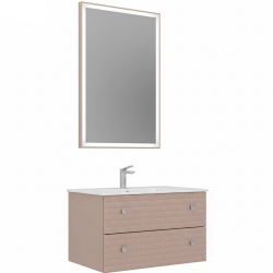 Orka Lipari 80 Cm Mat Pudra Banyo Dolabı Takımı (Krom Kulp) - 5009006