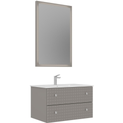 Orka Lipari 80 Cm Mat Vizon Banyo Dolabı Takımı (Krom Kulp) - 5008985