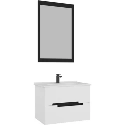 Orka Lodi 80 Cm Beyaz-Siyah Banyo Dolabı Takımı Hemen Al