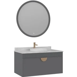 Orka Molino 100 Cm Gri Banyo Dolabı Takımı (Altın Kulp) Hemen Al