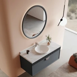 Orka Molino 120 Cm Antrasit Banyo Dolabı Takımı (Krom Kulp) Hemen Al