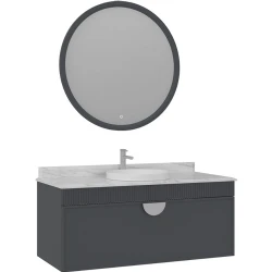 Orka Molino 120 Cm Antrasit Banyo Dolabı Takımı (Krom Kulp) Hemen Al