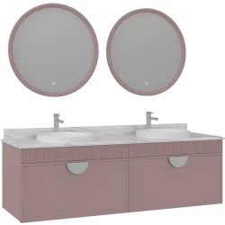 Orka Molino 160 Cm Pudra Banyo Dolabı Takımı (Krom Kulp) Hemen Al