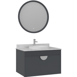 Orka Molino 80 Cm Antrasit Banyo Dolabı Takımı (Krom Kulp)
