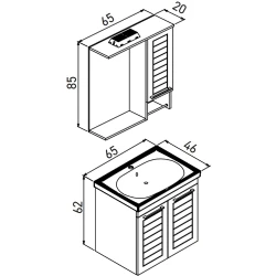 Orka Perge 65 Cm Beyaz Banyo Dolabı Takımı Hemen Al