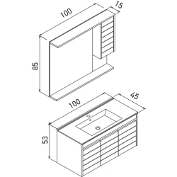 Orka Serra 100 Cm Antrasit-Navaro Banyo Dolabı Takımı Hemen Al