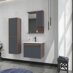 Orka Serra 65 Cm Antrasit-Navaro Banyo Dolabı Takımı Hemen Al