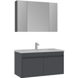 Orka Side 100 Cm Kapaklı Antrasit Banyo Dolabı Takımı Hemen Al