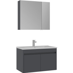 Orka Side 85 Cm Kapaklı Antrasit Banyo Dolabı Takımı