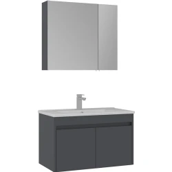 Orka Side 85 Cm Kapaklı Antrasit Banyo Dolabı Takımı Hemen Al