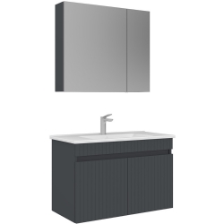 Orka Tivoli 85 Cm Mat Antrasit Banyo Dolabı Takımı